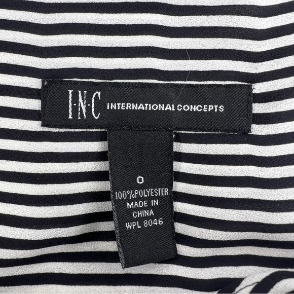 SIZE 0 INC BLACK WHITE STRIPED LONG SLEEVE  FLOWY DRAPED - Picture 5 of 6